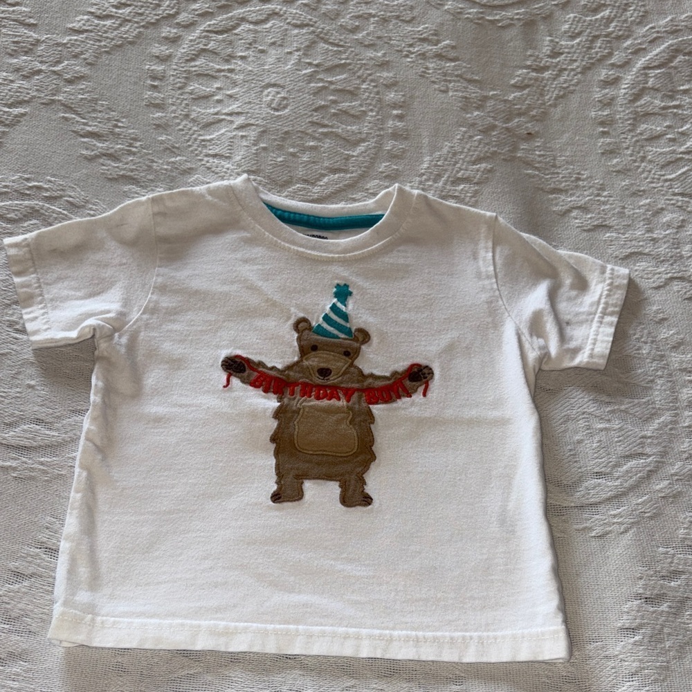 Gently Loved White Bear Birthday Boy Cotton Shirt by Gymboree